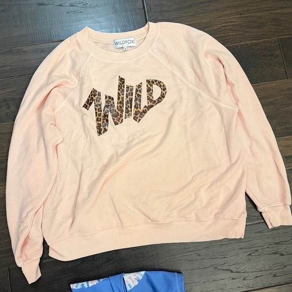 Wildfox set sweatshirt leggings Pink Leopard and Blue Patterned - Picture 6 of 7